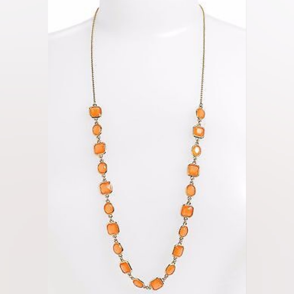 NWOT! Kate Spade Orange and Gold Coated Crystal 'Confetti' Station Neckl…